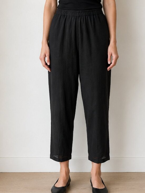 Eileen Fisher Pants - Eileen Fisher Women's Black Linen Blend Pull-On Pants Size Large 36769